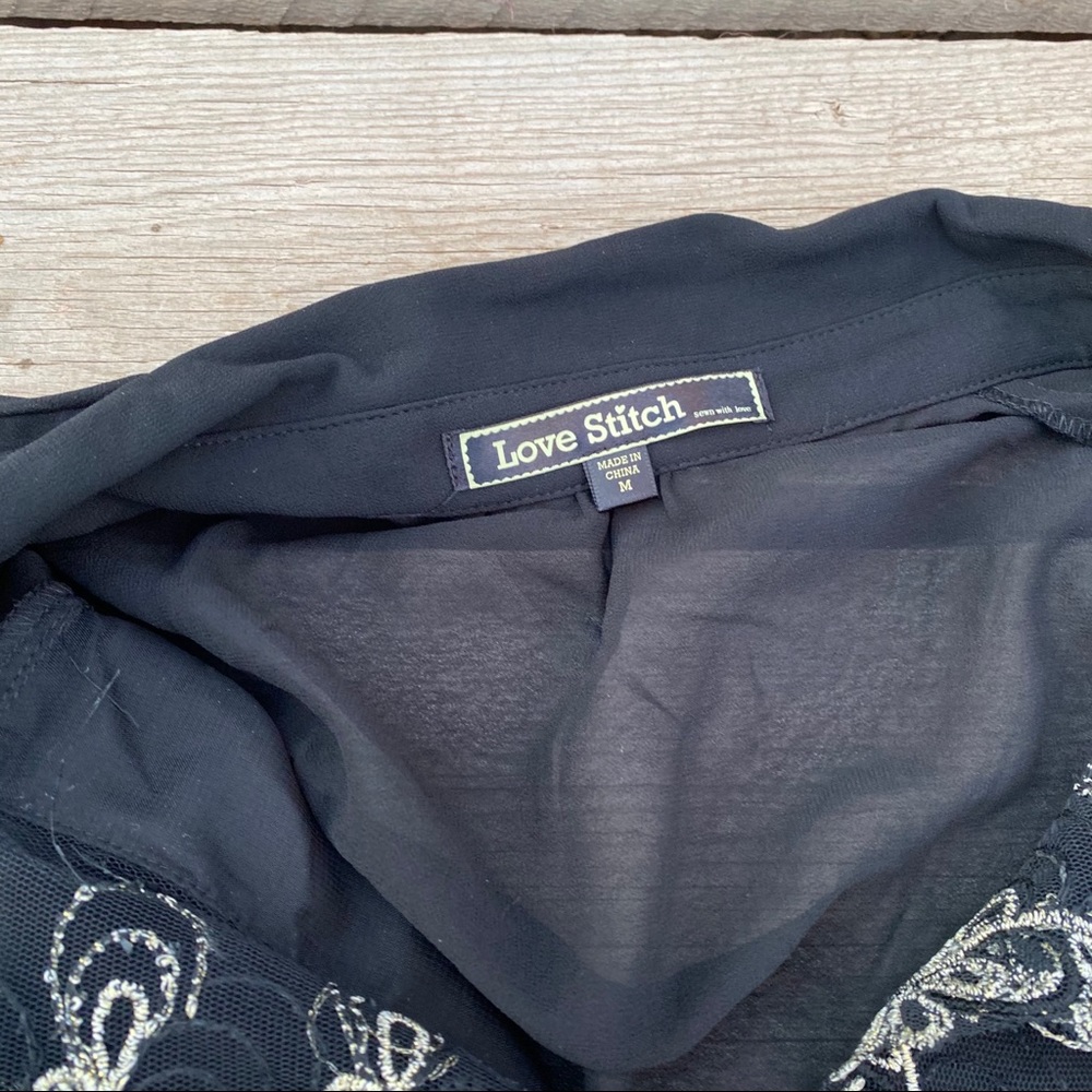NWT Love Stitch Black woman's blouse M - Picture 3 of 10